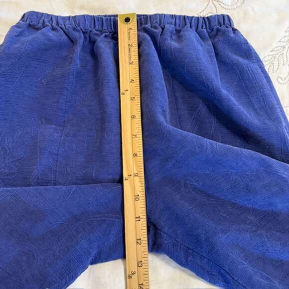 Chicos Purple Linen Pull-on Cropped Pants Capris Pockets Sz 1~S/M Elastic Waist - Picture 7 of 11